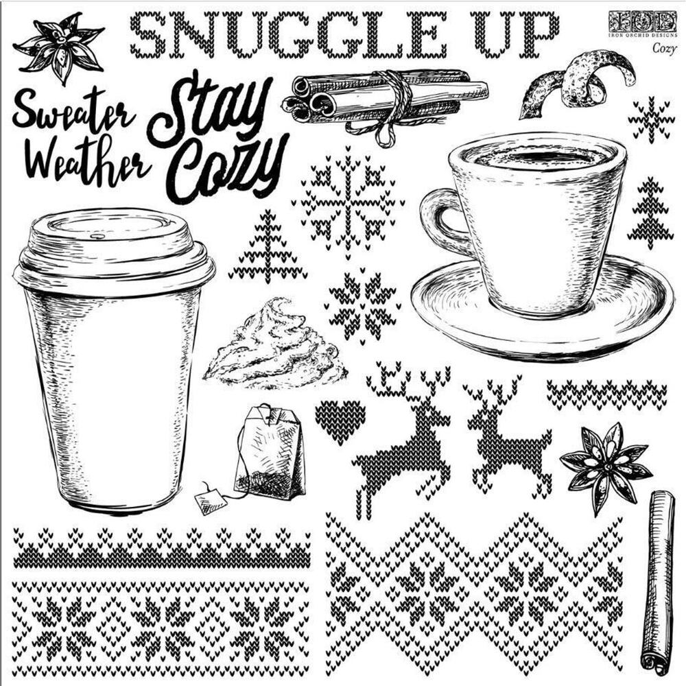 Cozy IOD Decor Stamp (Retired) 12x12 Brand New